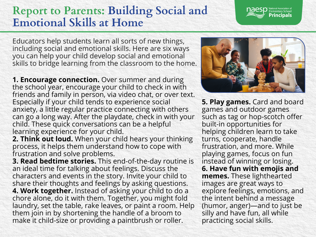 Fostering Social and Emotional Learning at Home - NAESP